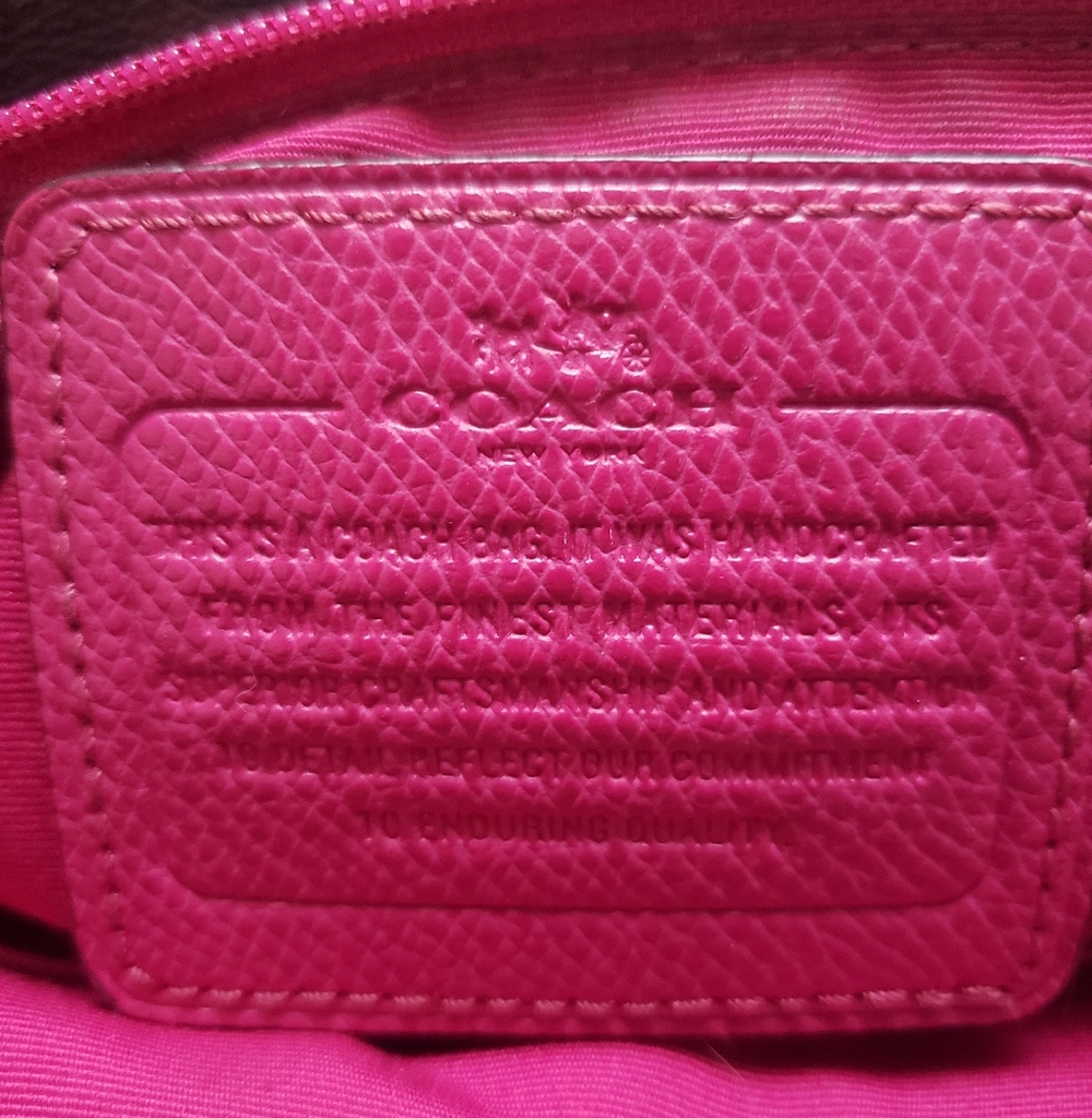 Coach Autentic F34603 Brown & Fuchsia Signature Tote Bag 13×11×5 - Picture 6 of 11